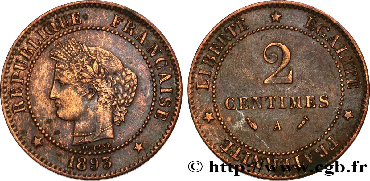 2 centimes Cérès 1893 Paris F.109/19 BC35 
