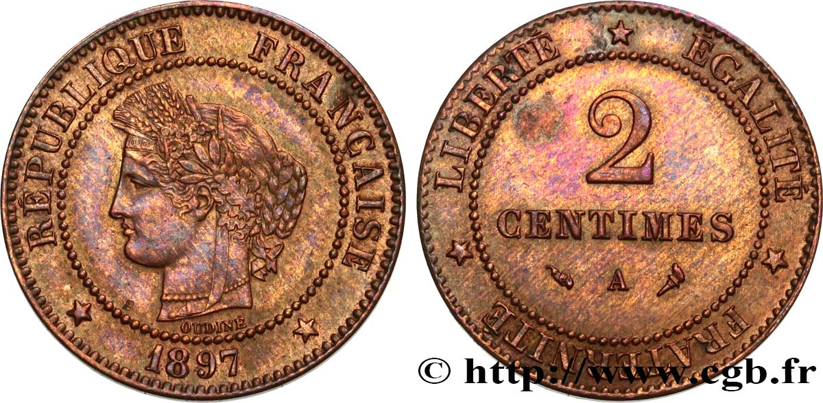 2 centimes Cérès 1897 Paris F.109/23 SUP58 
