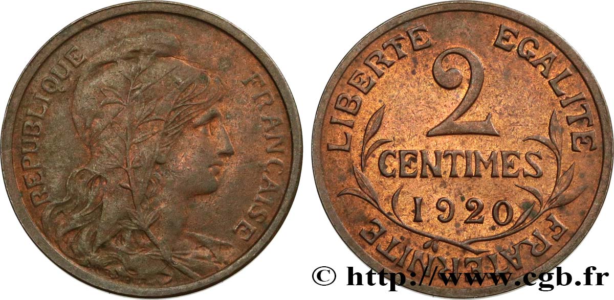 2 centimes Daniel-Dupuis 1920 Paris F.110/20 AU52 