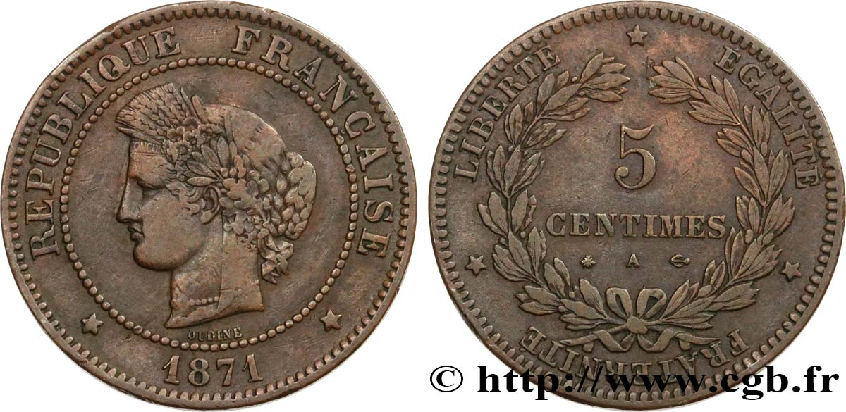 5 centimes Cérès 1871  Paris F.118/1 S35 