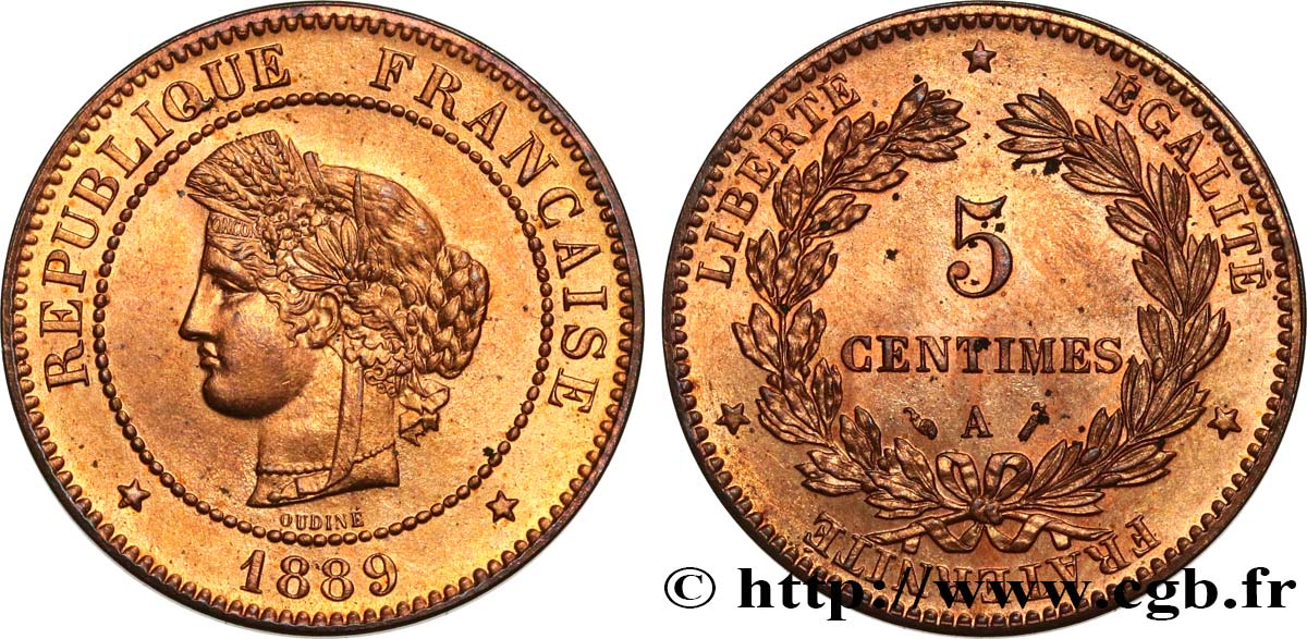 5 centimes Cérès 1889 Paris F.118/31 MS64 