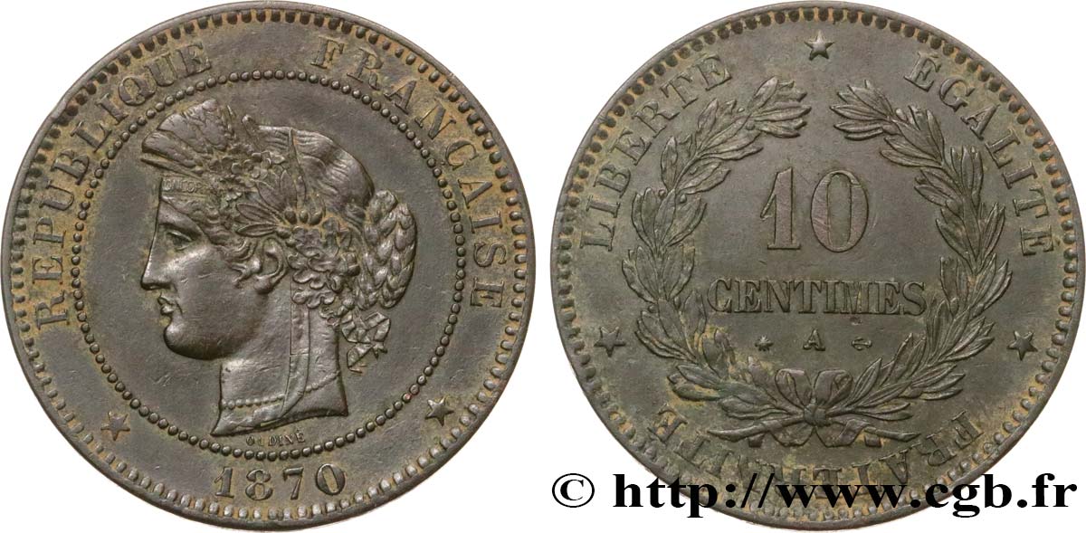 10 centimes Cérès 1870 Paris F.135/4 VF35 