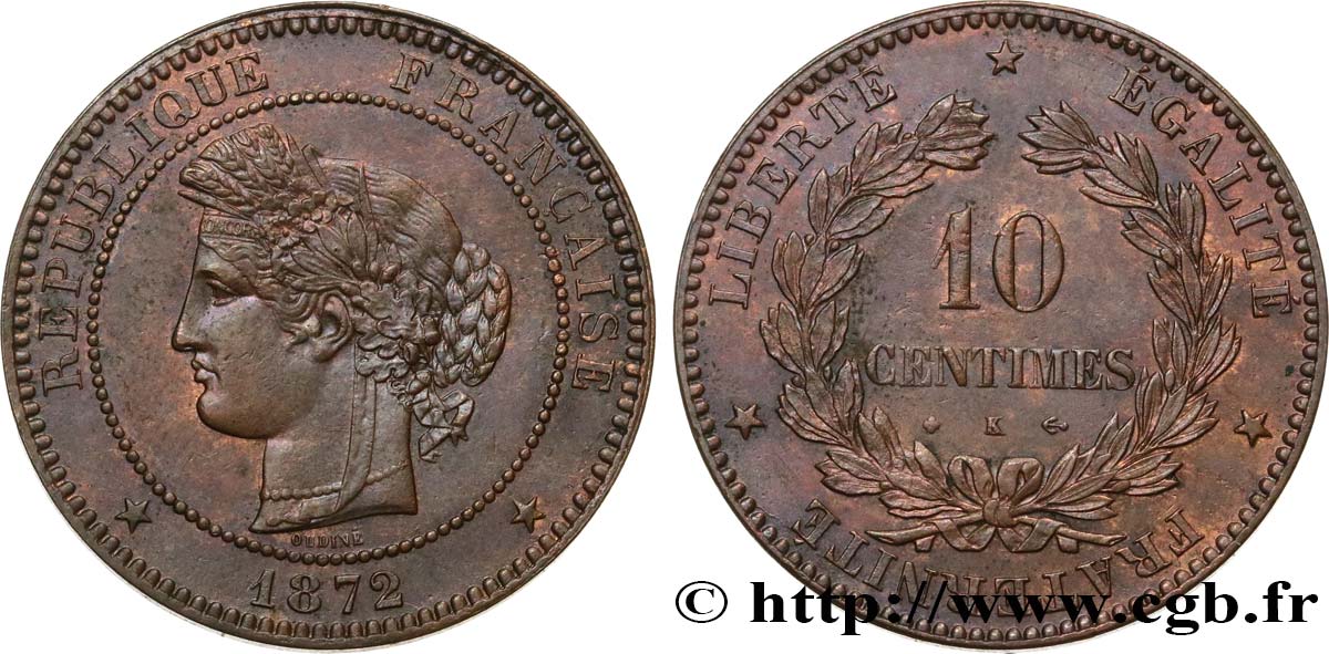 10 centimes Cérès 1872 Bordeaux F.135/9 MBC50 