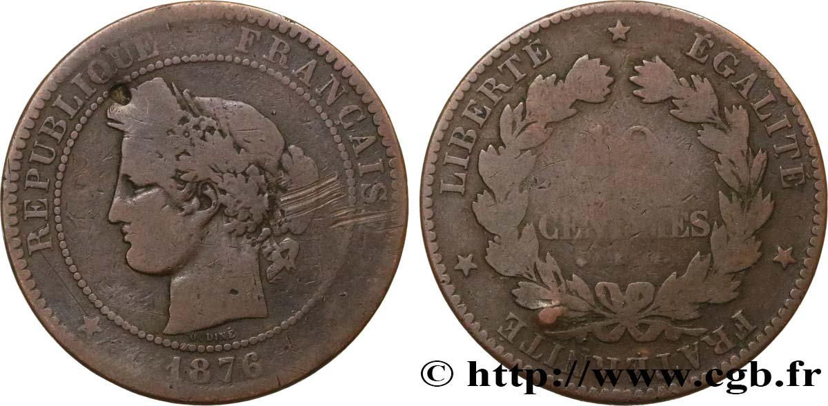 10 centimes Cérès 1876 Bordeaux F.135/17 G6 