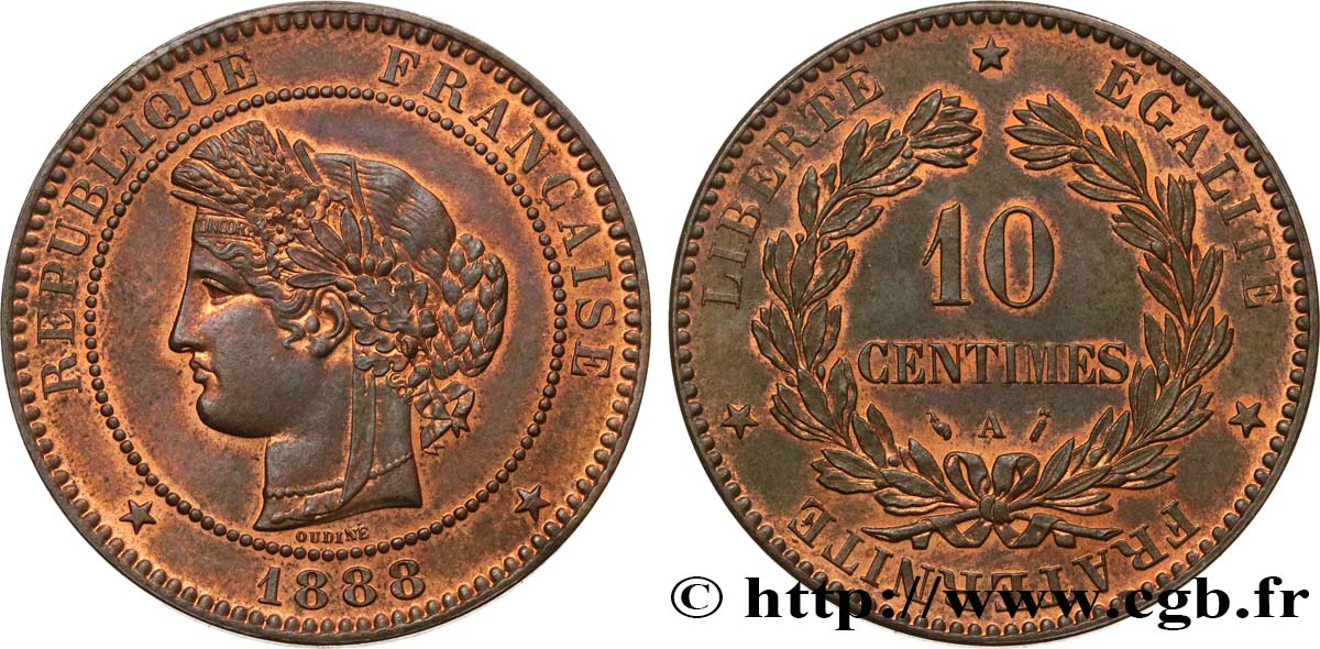 10 centimes Cérès 1888 Paris F.135/33 AU54 