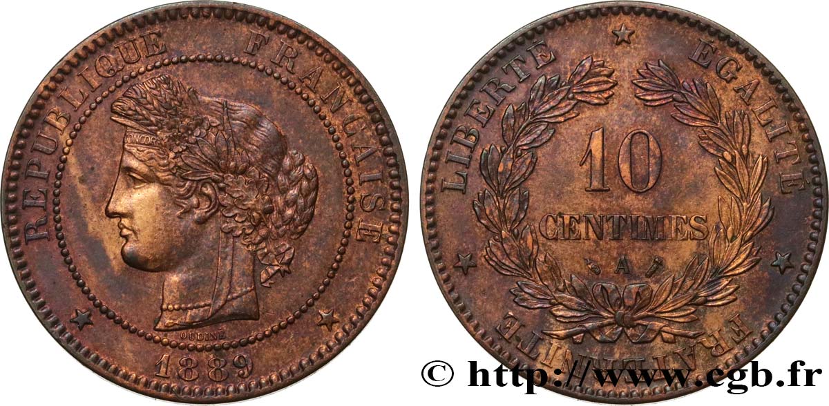 10 centimes Cérès 1889 Paris F.135/34 TTB48 