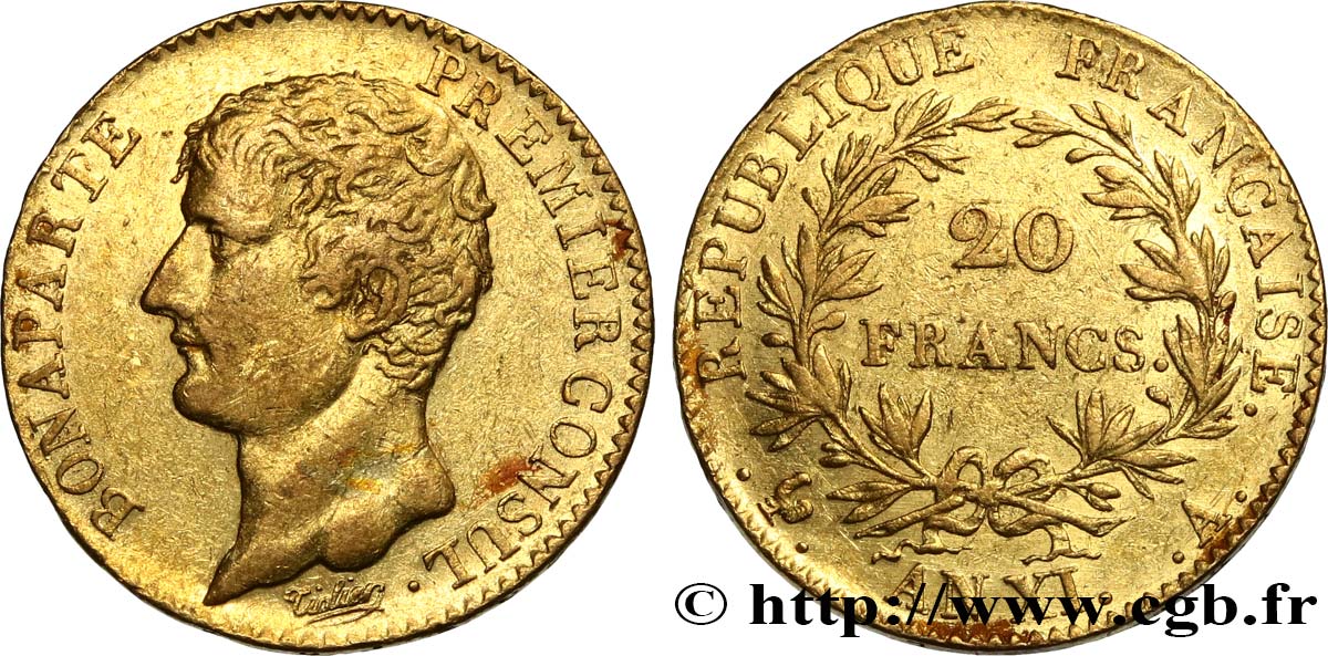 20 francs or Bonaparte Premier Consul 1803 Paris F.510/1 XF48 