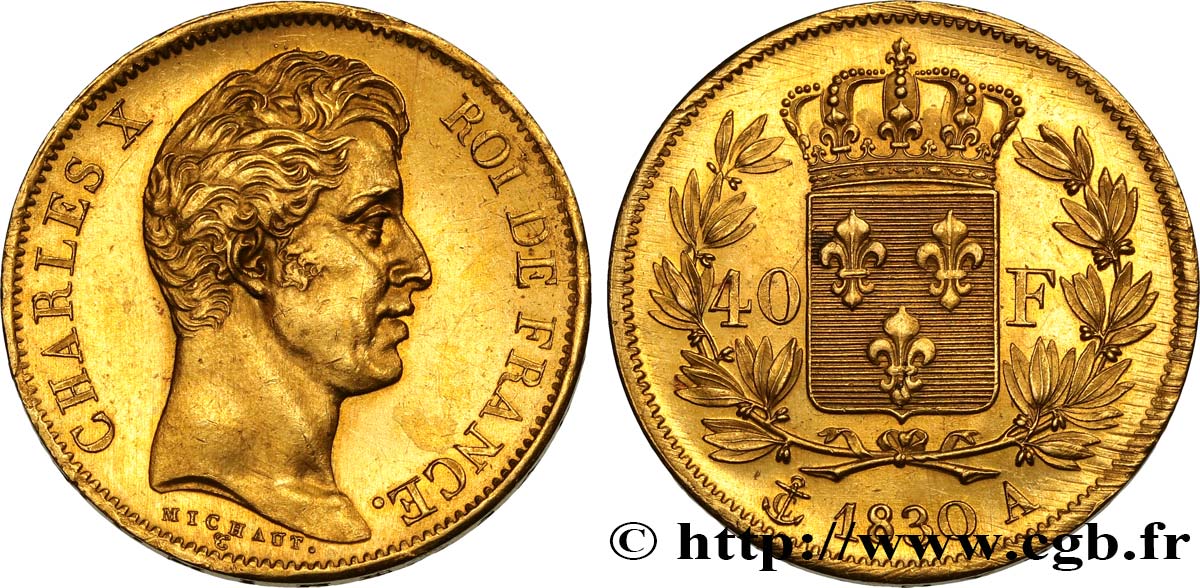 40 francs or Charles X, 2e type 1830 Paris F.544/5 MS61 