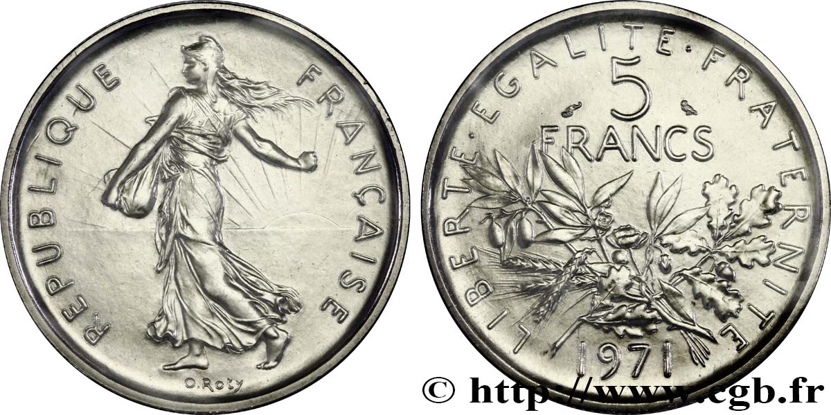 5 francs Semeuse, nickel 1971 Paris F.341/3 ST 