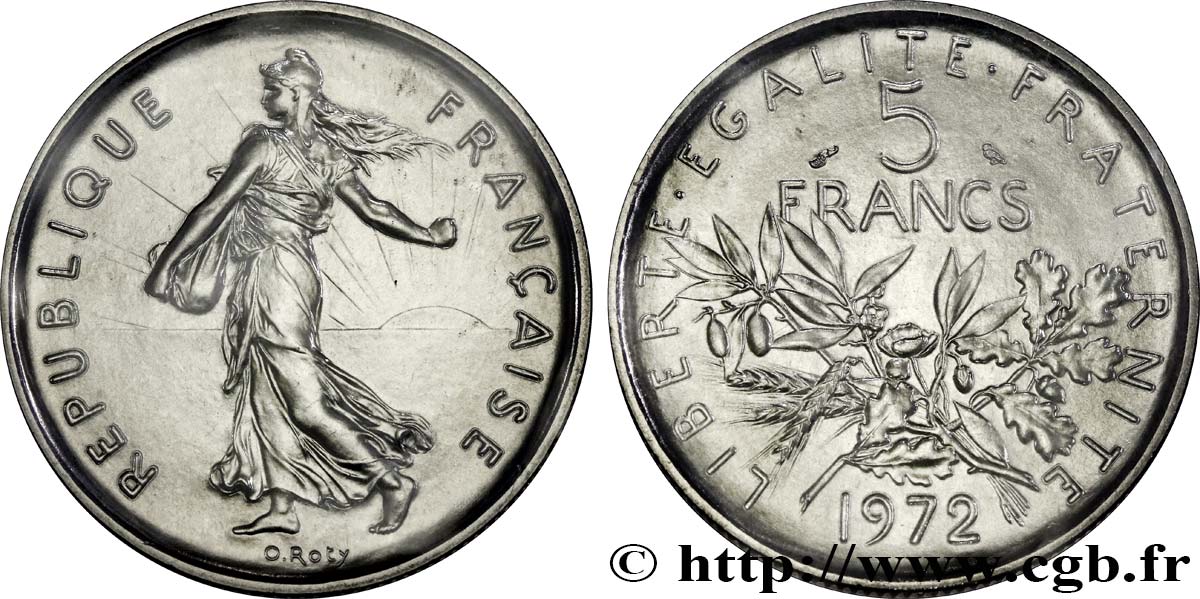 5 francs Semeuse, nickel 1972 Paris F.341/4 ST 