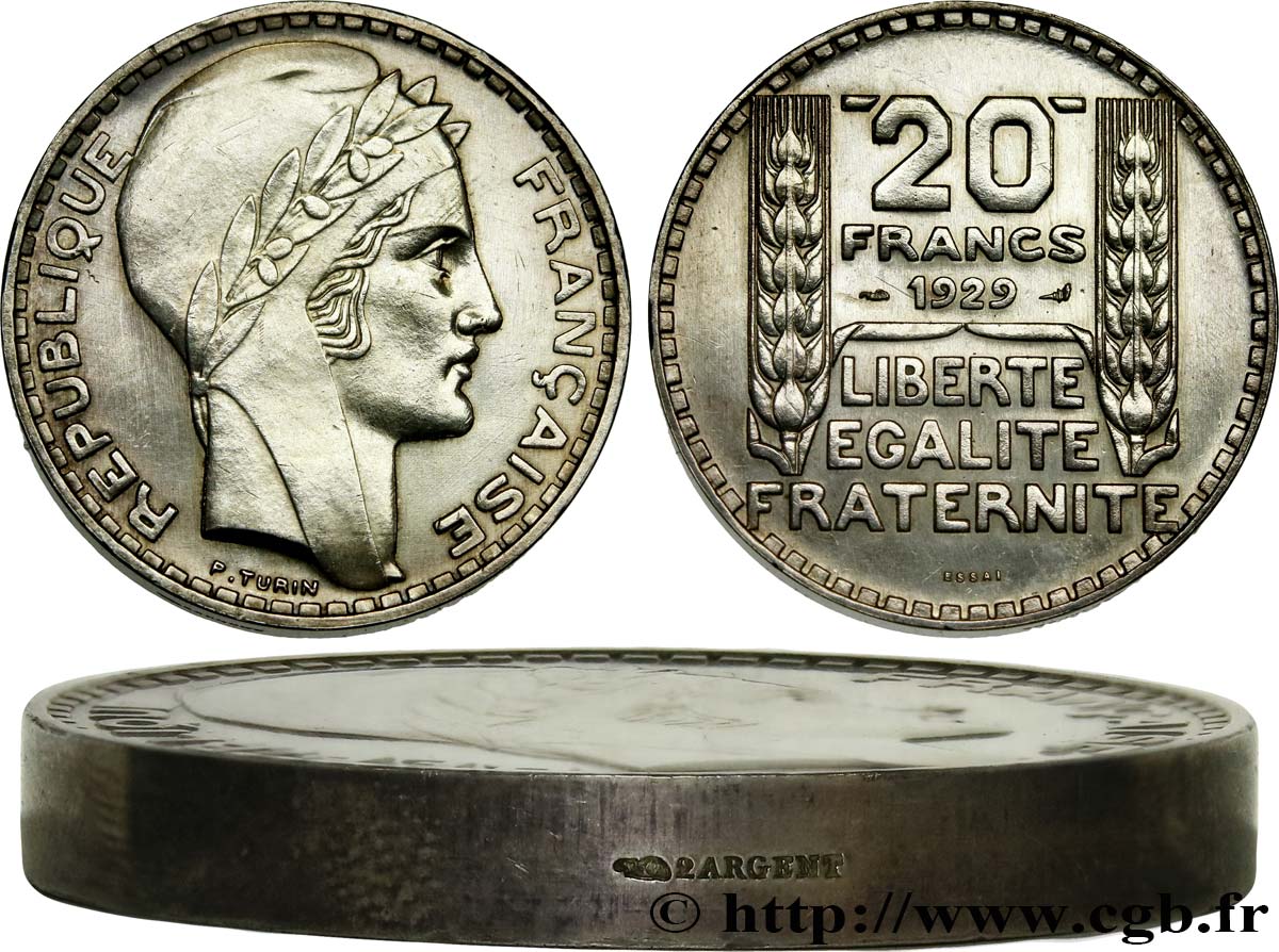 Essai-piéfort de 20 francs Turin 1929 Paris GEM.199 EP SPL+ 