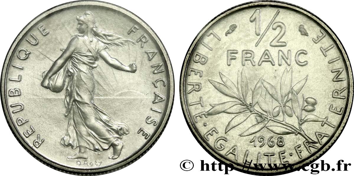 1/2 franc Semeuse 1968 Paris F.198/7 ST 