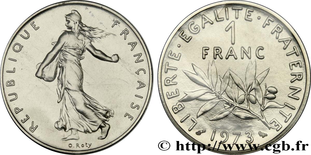 Piéfort nickel de 1 franc Semeuse 1973 Pessac F.226/18P MS 