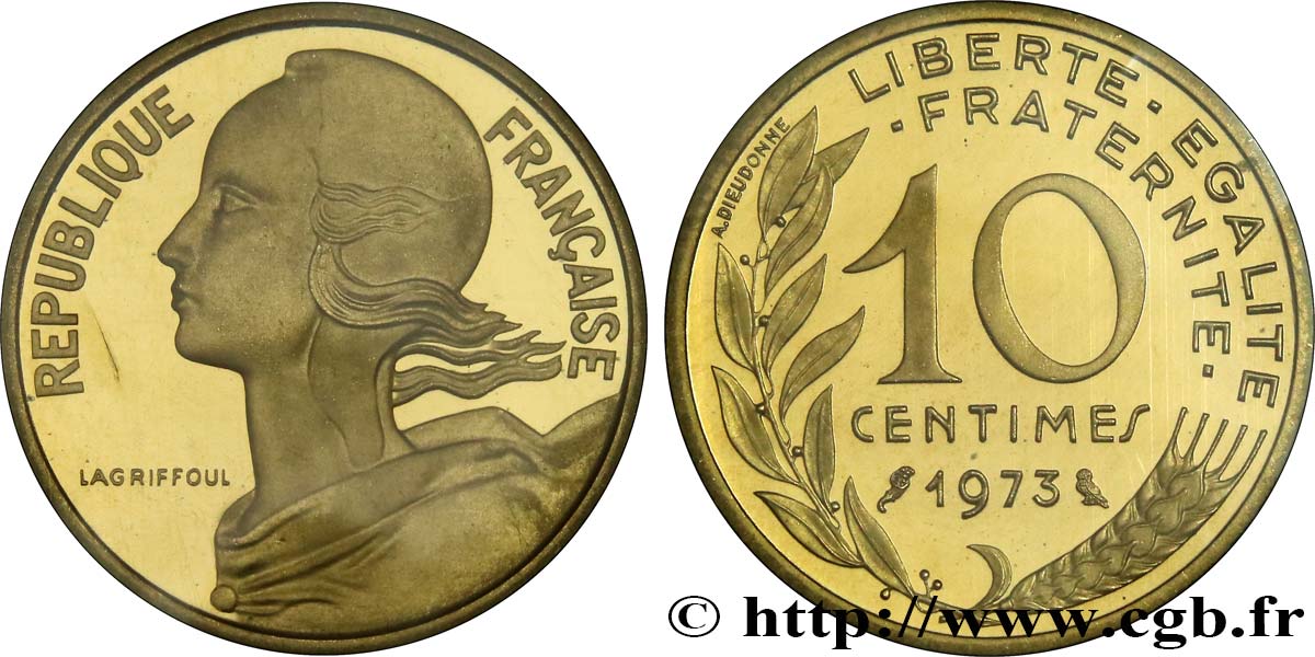 Piéfort Cu-Al-Ni de 10 centimes Marianne 1973 Paris F.144/13P MS 