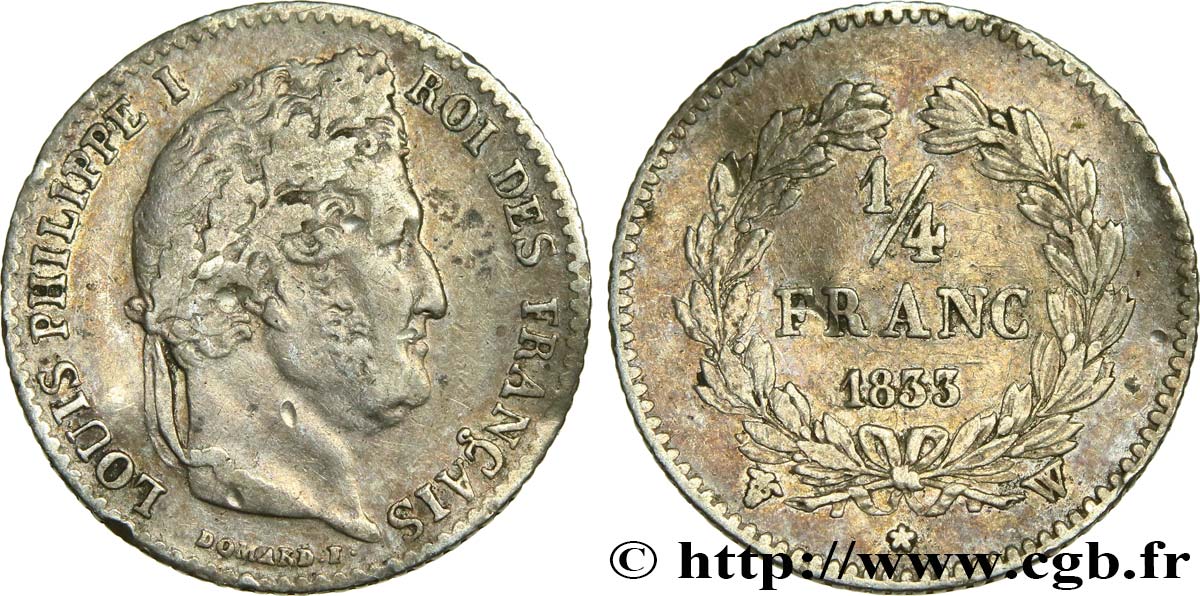 1/4 franc Louis-Philippe 1833 Lille F.166/36 B 