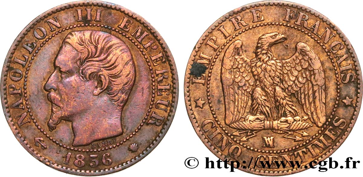 Cinq centimes Napoléon III, tête nue 1856 Marseille F.116/35 MBC40 
