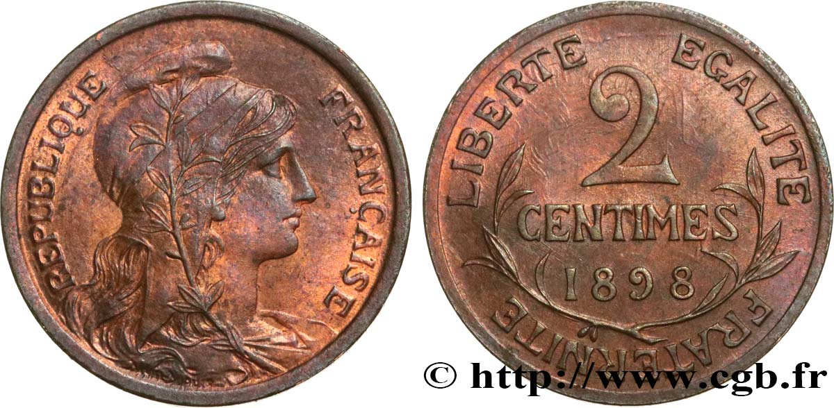 2 centimes Daniel-Dupuis 1898  F.110/1 AU58 