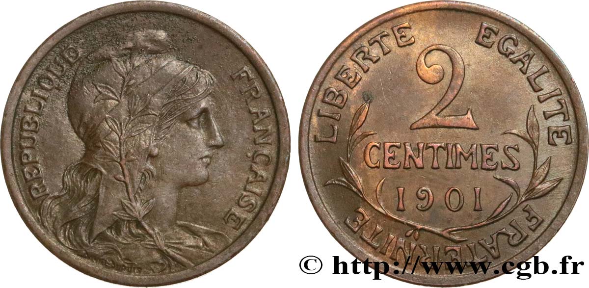 2 centimes Daniel-Dupuis 1901 Paris F.110/6 AU55 