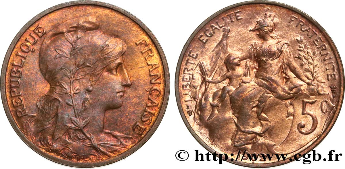 5 centimes Daniel-Dupuis 1902  F.119/12 AU58 