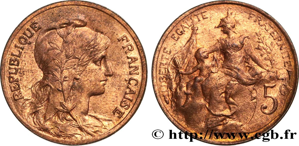 5 centimes Daniel-Dupuis 1906  F.119/16 AU50 