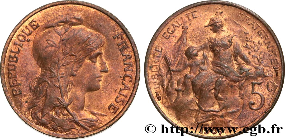 5 centimes Daniel-Dupuis 1907  F.119/17 SPL55 