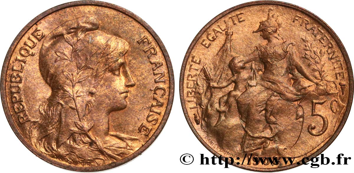 5 centimes Daniel-Dupuis 1908  F.119/19 AU54 