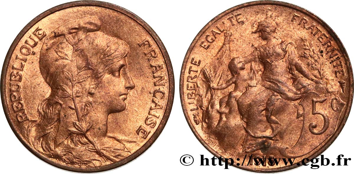 5 centimes Daniel-Dupuis 1913  F.119/25 AU58 