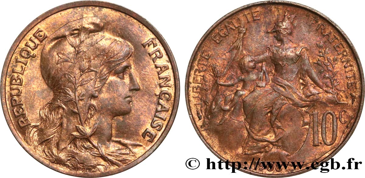 10 centimes Daniel-Dupuis 1908  F.136/17 AU54 