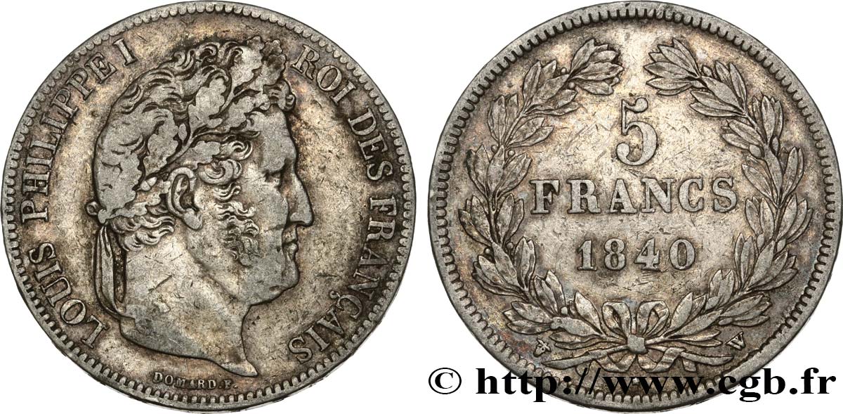5 francs IIe type Domard 1840 Lille F.324/88 TB35 