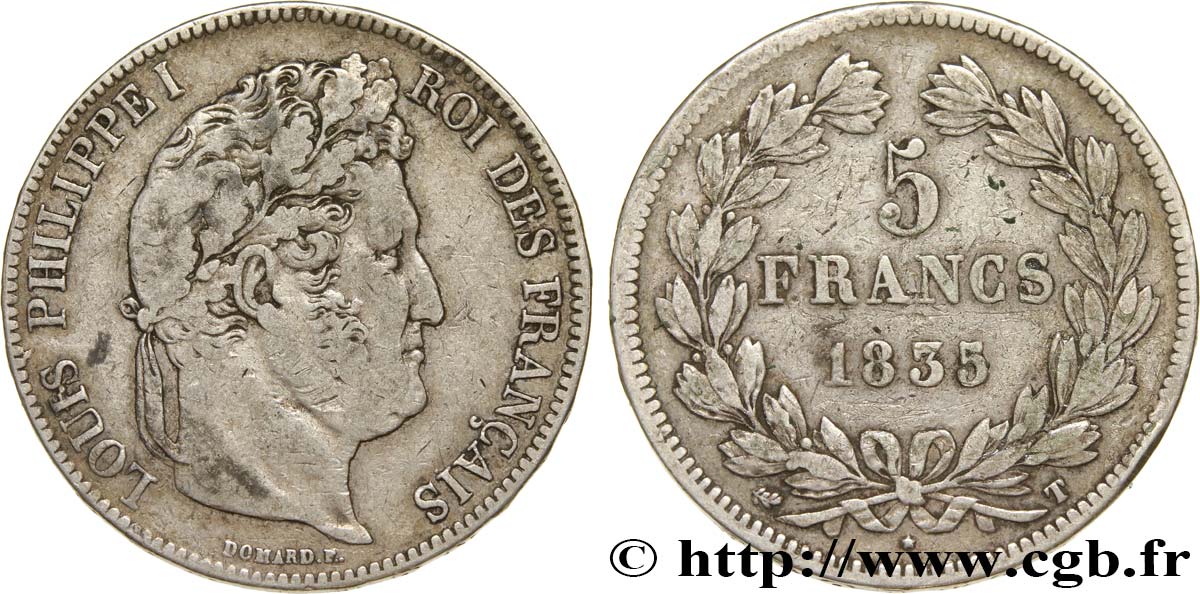5 francs IIe type Domard 1835 Nantes F.324/51 S 