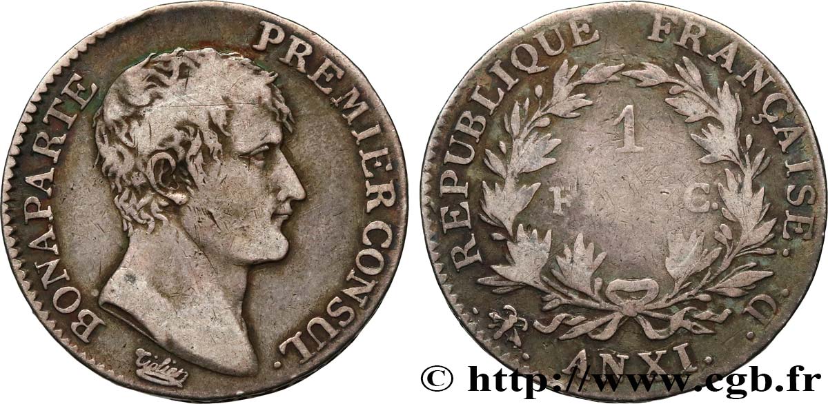1 franc Bonaparte Premier Consul 1803 Lyon F.200/2 S15 