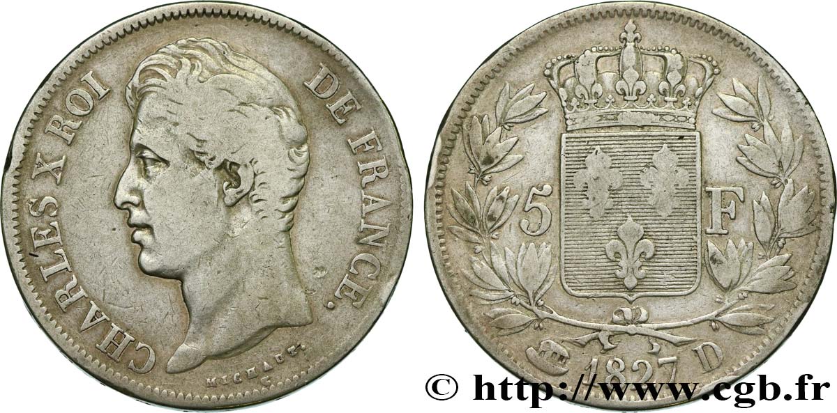5 francs Charles X, 2e type 1827 Lyon F.311/4 fS 
