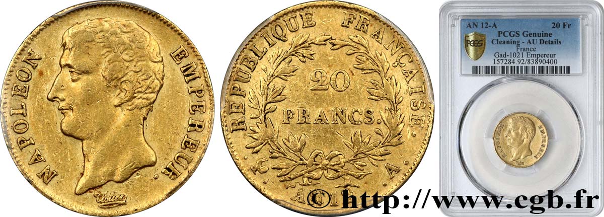 20 francs or Napoléon Empereur, buste intermédiaire 1804 Paris F.511/1 fVZ PCGS