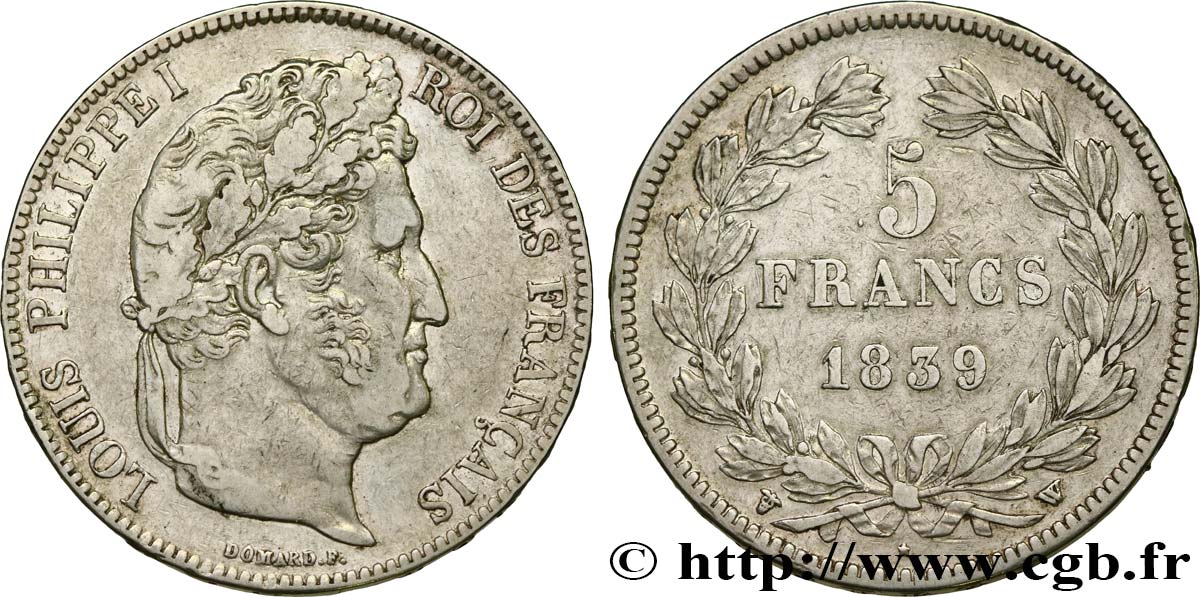 5 francs IIe type Domard 1839 Lille F.324/82 q.BB 