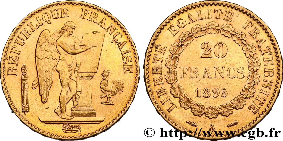 20 francs or Génie, IIIe République 1895 Paris F.533/19 AU55 