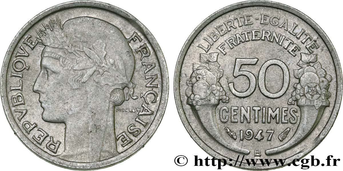 50 centimes Morlon, légère 1947 Beaumont-le-Roger F.194/11 BB48 