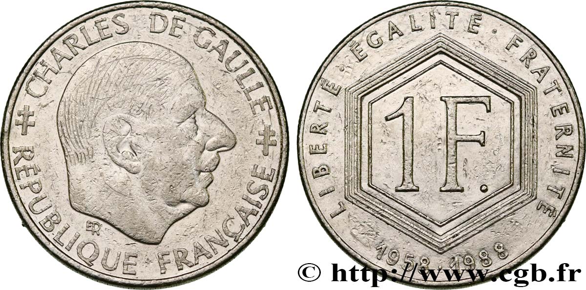 1 franc De Gaulle, sans différents 1988  F.227/3 TB 