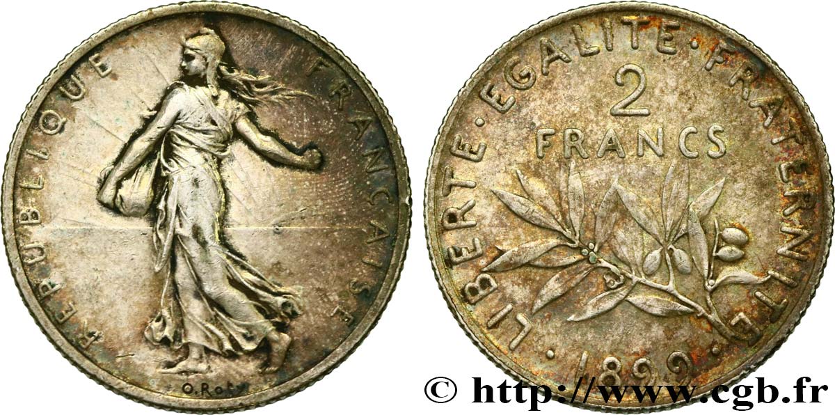 2 francs Semeuse 1899  F.266/3 AU50 