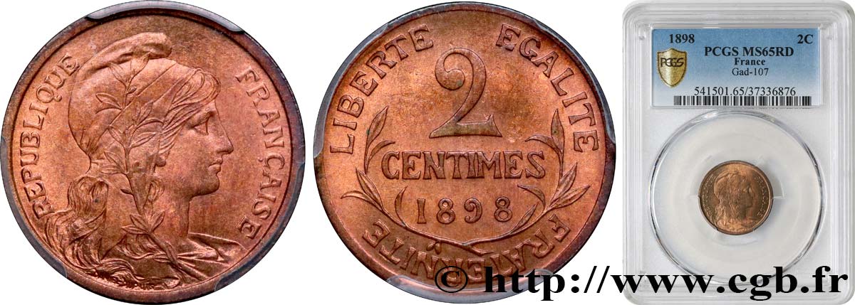 2 centimes Daniel-Dupuis 1898 Paris F.110/1 MS65 PCGS