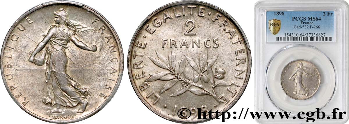 2 francs Semeuse 1898  F.266/1 SPL64 PCGS