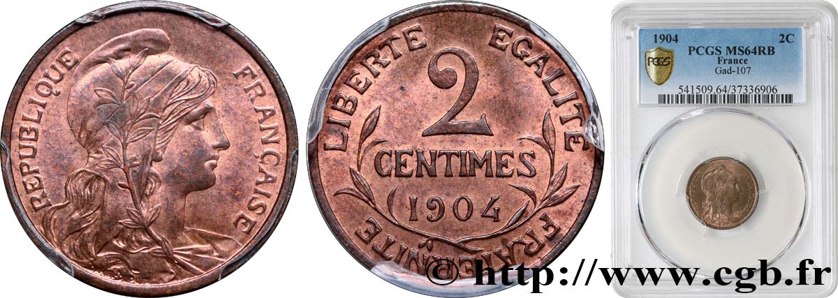 2 centimes Daniel-Dupuis 1904 Paris F.110/9 fST64 PCGS