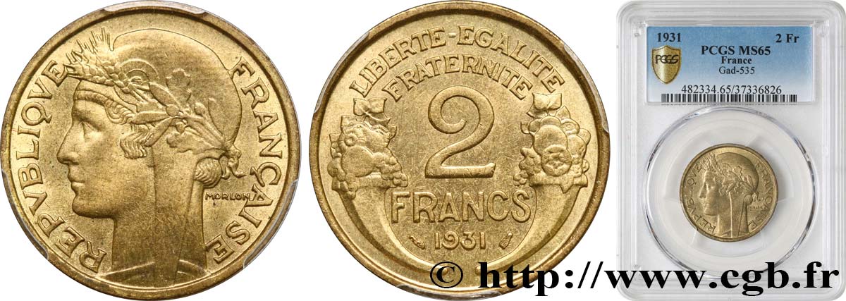 2 francs Morlon 1931  F.268/2 MS65 PCGS