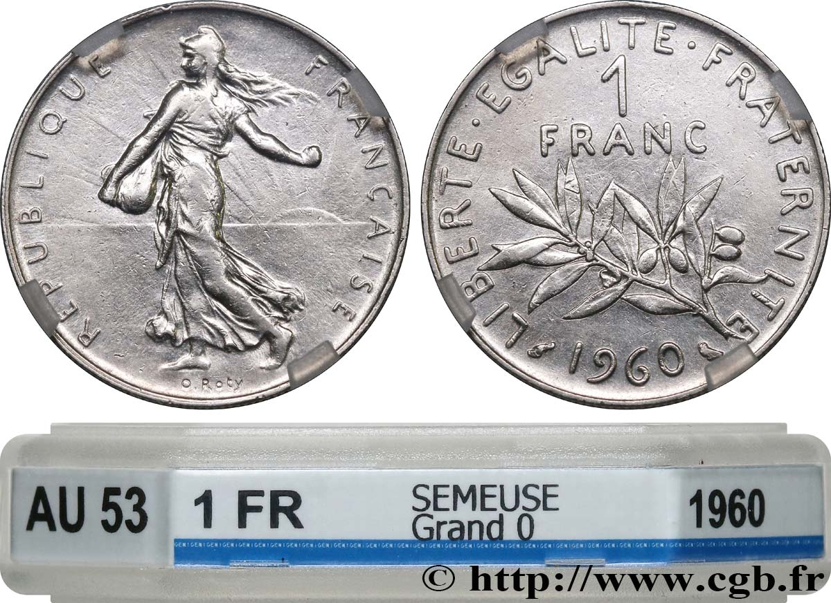 1 franc Semeuse, nickel, Grand 0 1960 Paris F.226/5 AU53 GENI