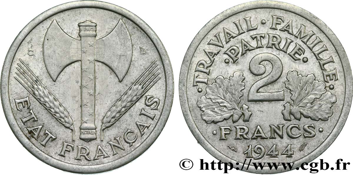 2 francs Francisque 1944 Castelsarrasin F.270/6 TTB52 