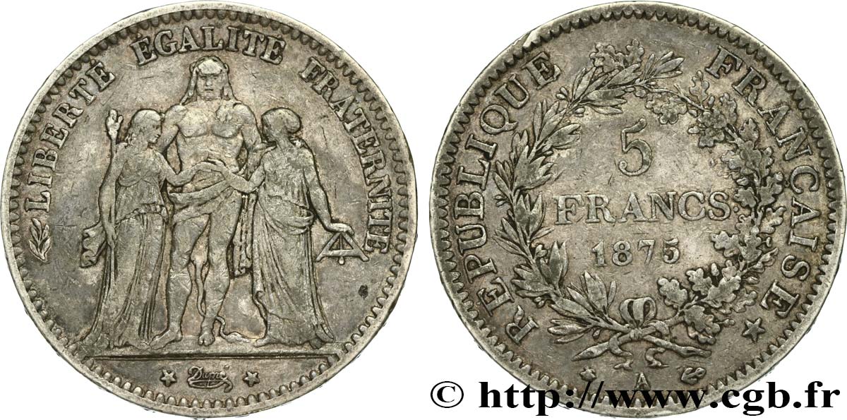 5 francs Hercule 1875 Paris F.334/14 MB35 