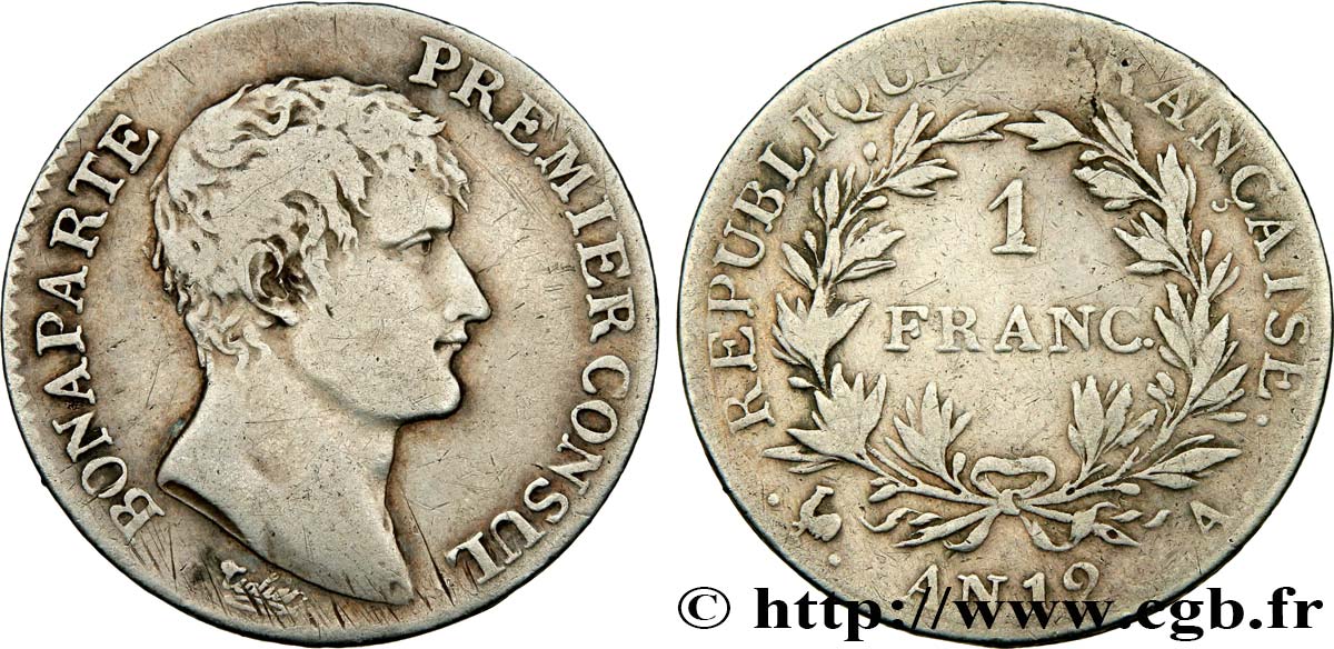 1 franc Bonaparte Premier Consul 1804 Paris F.200/8 MB 