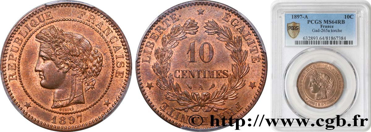 10 centimes Cérès 1897 Paris F.135/44 SC64 PCGS