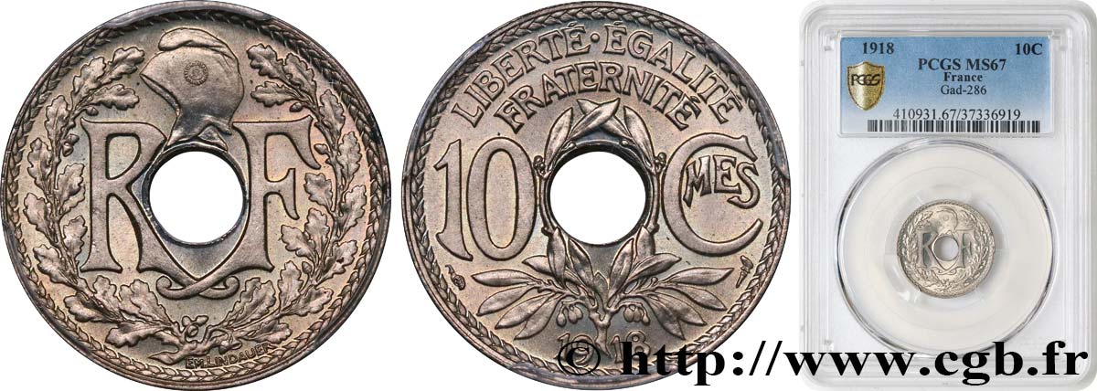 10 centimes Lindauer 1918  F.138/2 MS67 PCGS