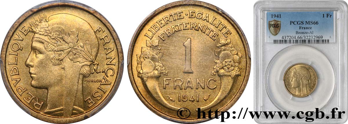 1 franc Morlon 1941 Paris F.219/12 MS66 PCGS
