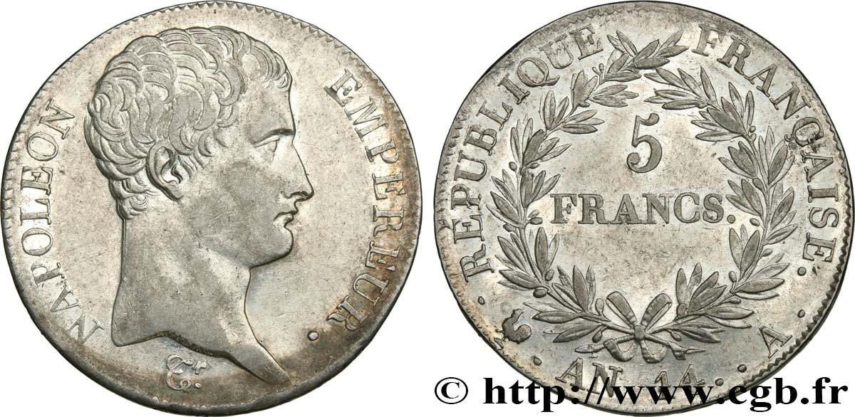 5 francs Napoléon Empereur, Calendrier révolutionnaire 1805 Paris F.303/19 MBC54 